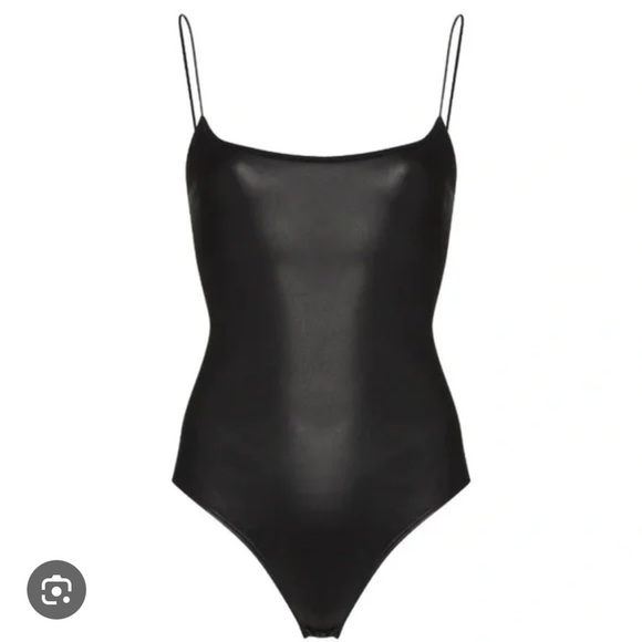 Alix NYC Horst Faux Black Leather Cami Bodysuit | L - Picture 3 of 7